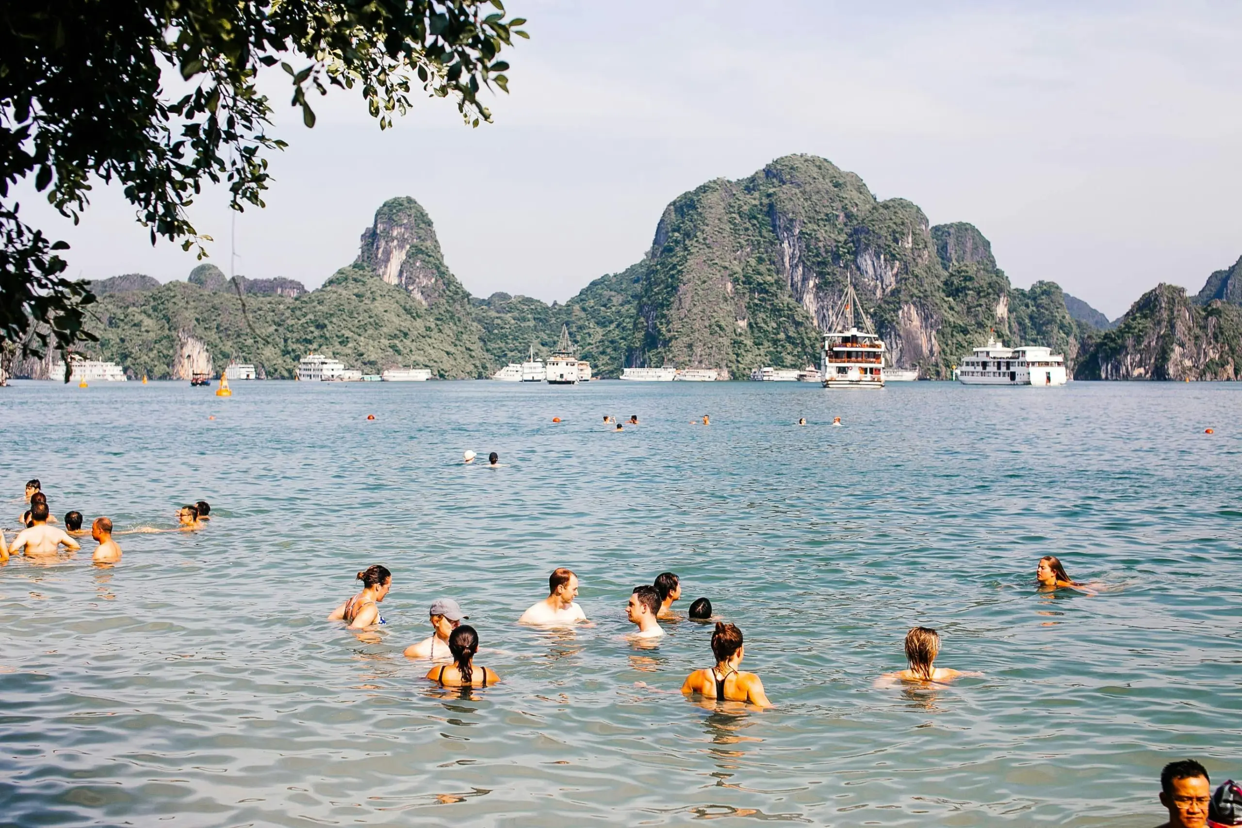 Best Time to Visit Ha Long Bay: A Full Wigo Tourist Guide (2025) 4 People Swimming in Ha Long Bay in Vietnam · Free Stock Photo